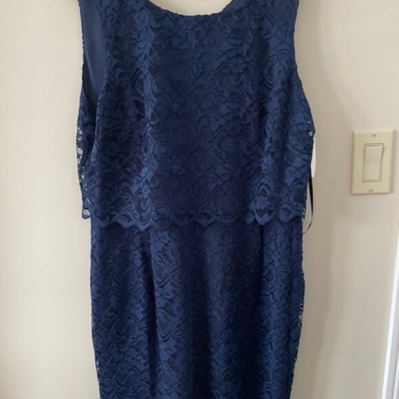Ivanka Trump Dress -With tags - Navy Blue -lace overlay - size 14 - Picture 1 of 5